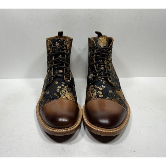 TAFT Jack in Eden Dress Boots Men’s Size 12 EU 45 Black and Gold Floral - Picture 2 of 8